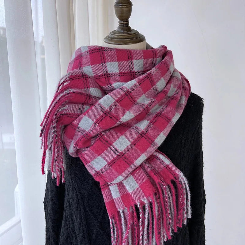 Melviera Check Fringe Scarf