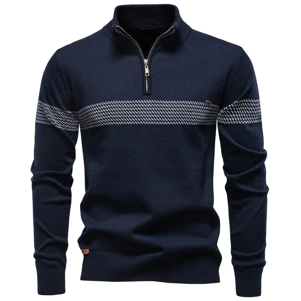 Men's Half-Zip Knit Jumper | Textured Panel Design
