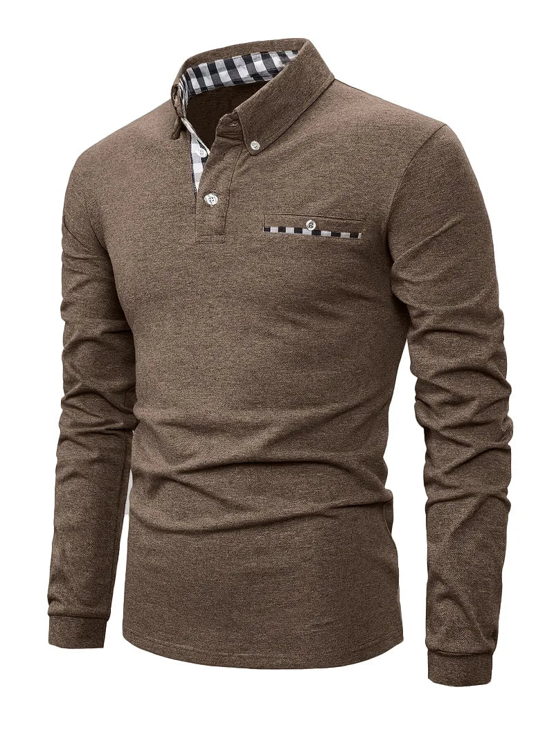 GEOMETRIC GRID POLO SHIRT FOR MEN