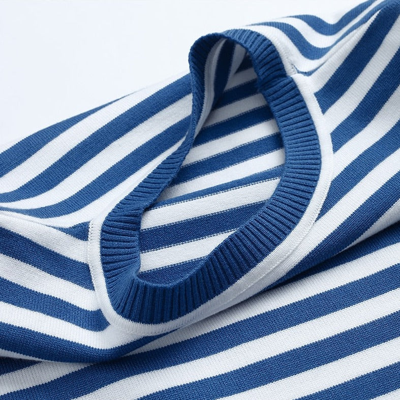 Women's Striped Long-Sleeve Top with Crew Neck
