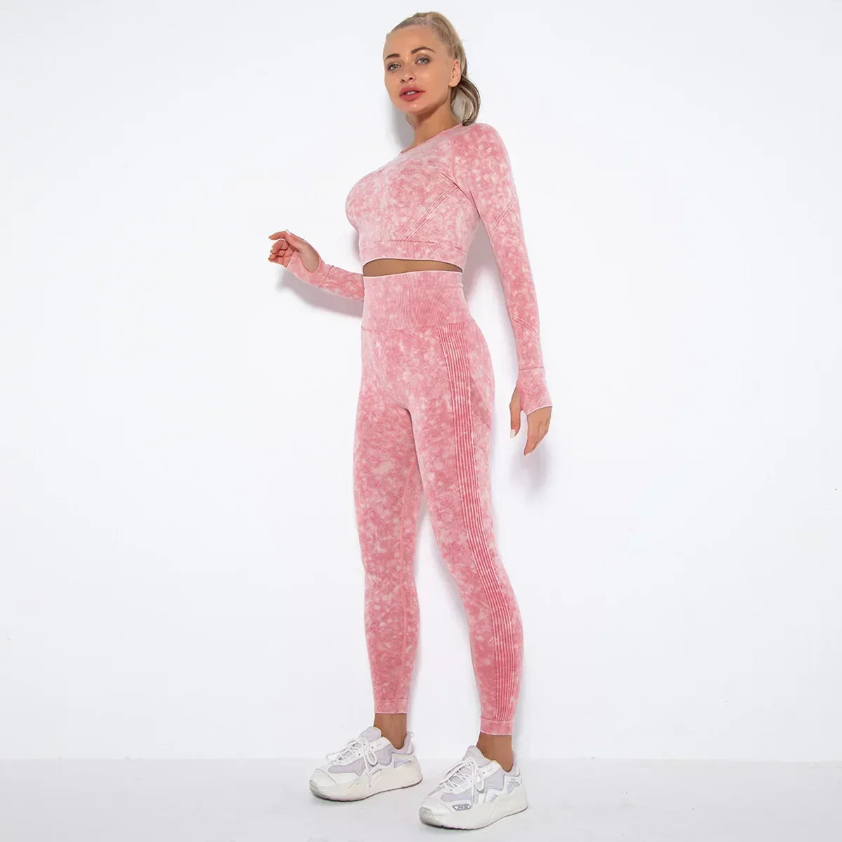 Women's Seamless Cropped Yoga Top Long Sleeve Crew Neck