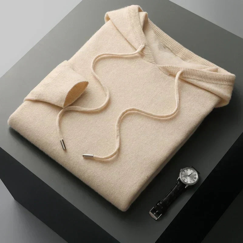 Men's Knitted Hoodie | Relaxed Drawstring Pullover