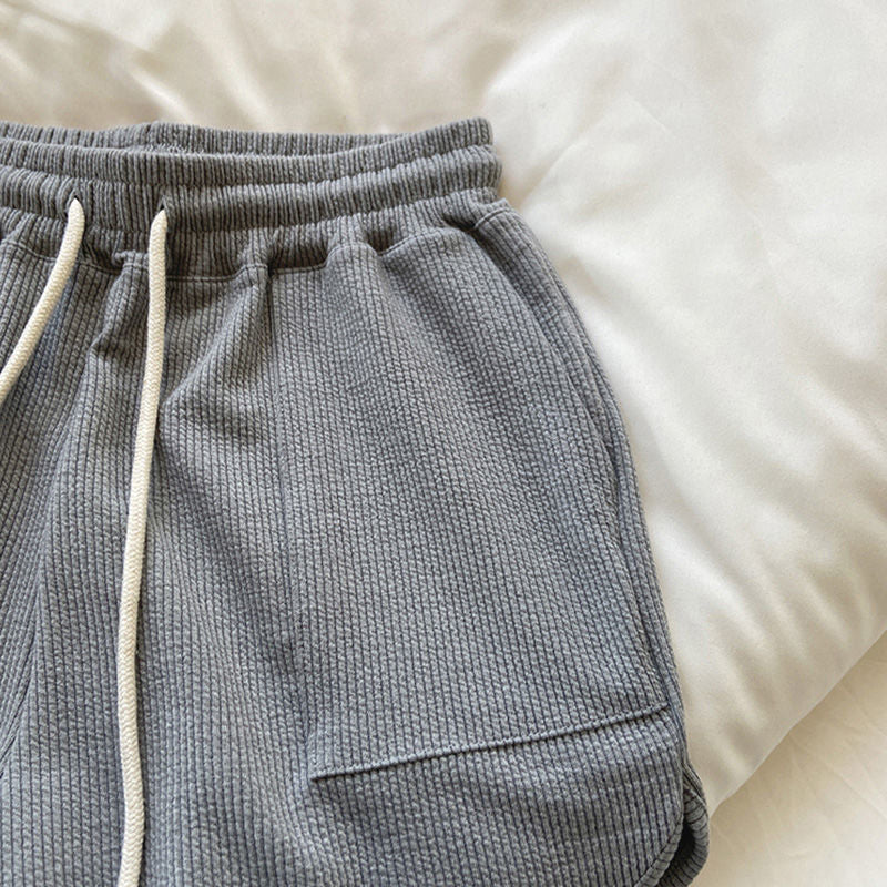 Women's Ribbed Loungewear Set Short Sleeve with Shorts