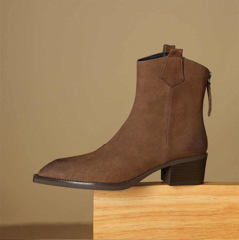 Alessia | Block Heel Pull Tab Detail Ankle Boots