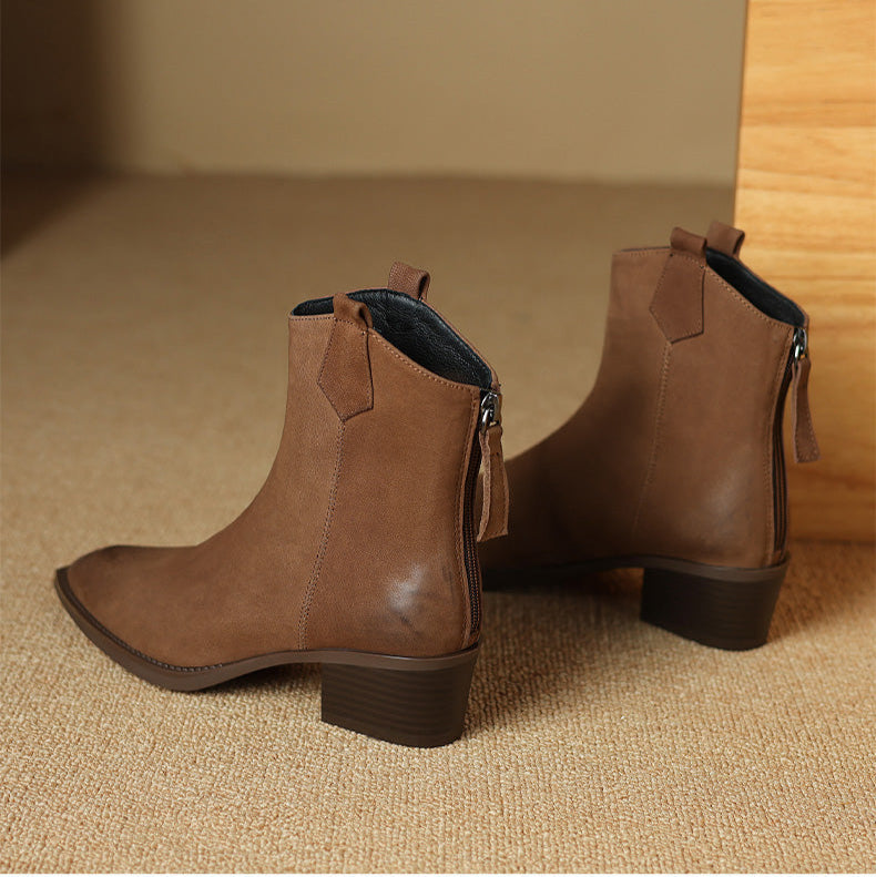 Alessia | Block Heel Pull Tab Detail Ankle Boots