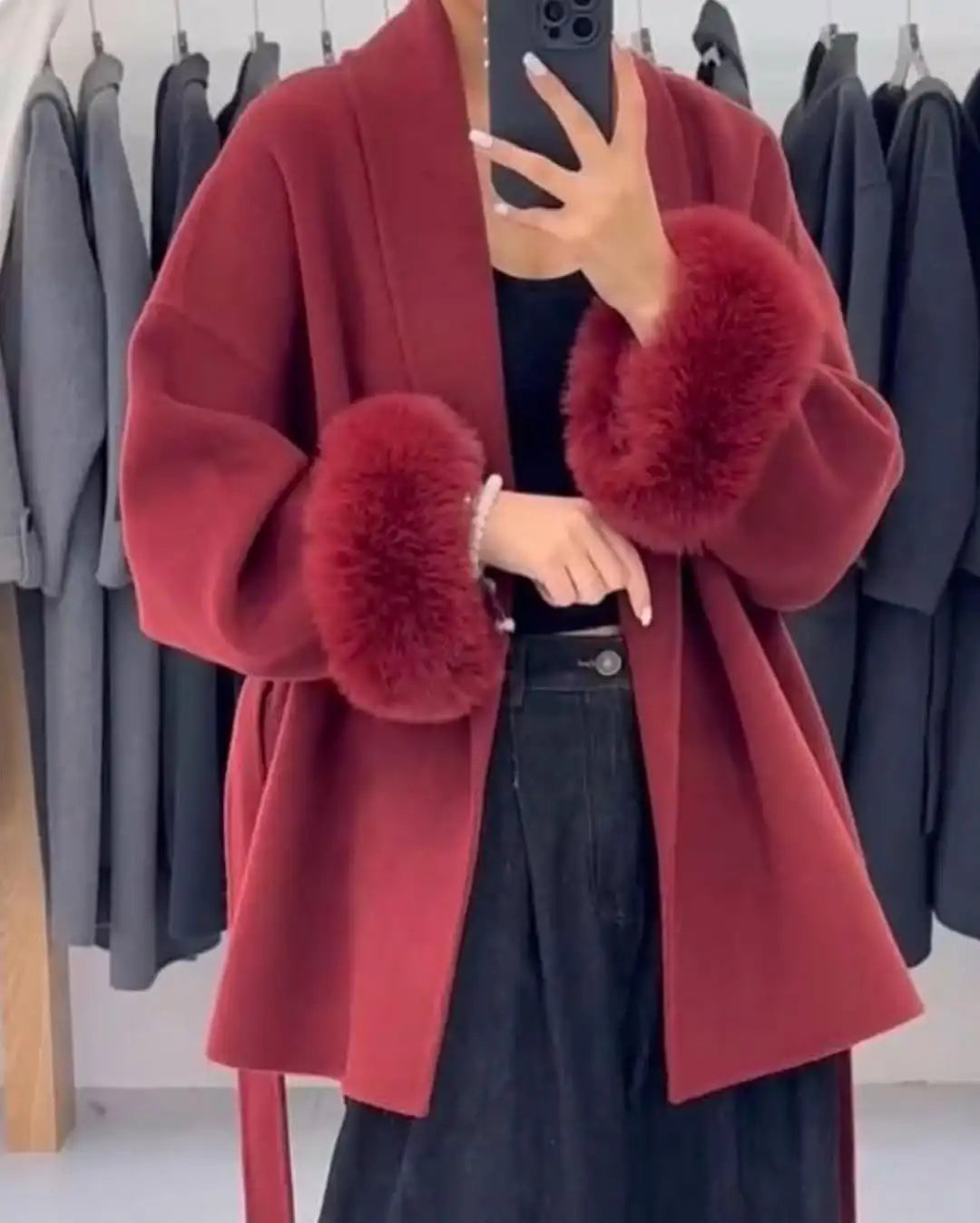 Elysia Faux Fur Cuff Coat
