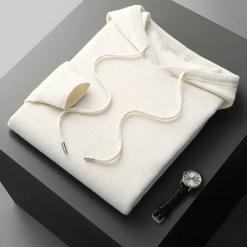 Men's Knitted Hoodie | Relaxed Drawstring Pullover