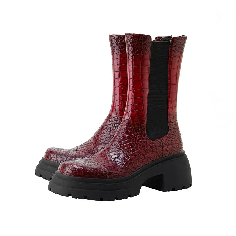 Hesione | Platform Sole Elastic Side Panels Ankle Boots