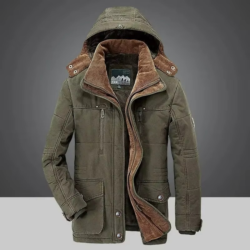 Men's Fleece-Lined Winter Parka | Hooded Multi-Pocket Coat