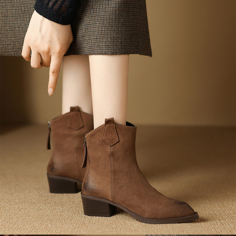 Alessia | Block Heel Pull Tab Detail Ankle Boots