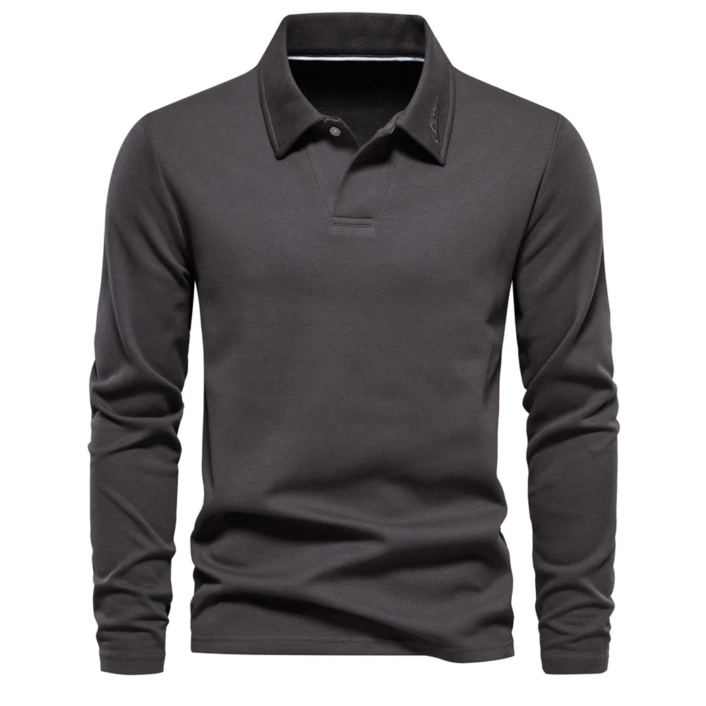 STRUCTURED COLLAR COTTON POLO FOR MEN
