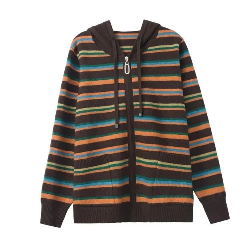 Cambrio Striped Hooded Cardigan