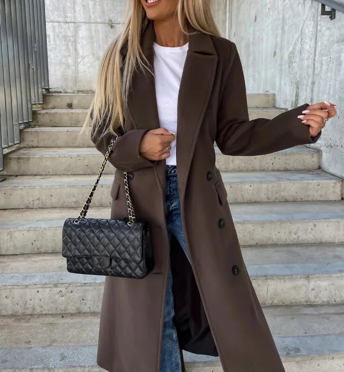 Isla | Long Lapel Button-Front Winter Coat