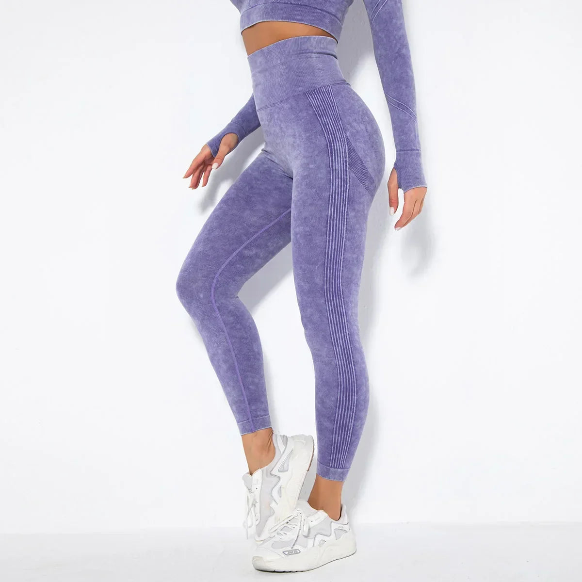 Women's Seamless Cropped Yoga Top Long Sleeve Crew Neck