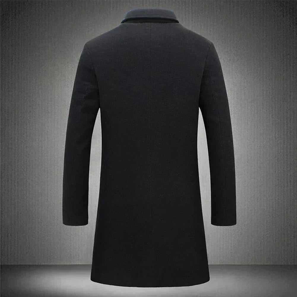 Men's Long Trench Coat | Single Breasted Overcoat