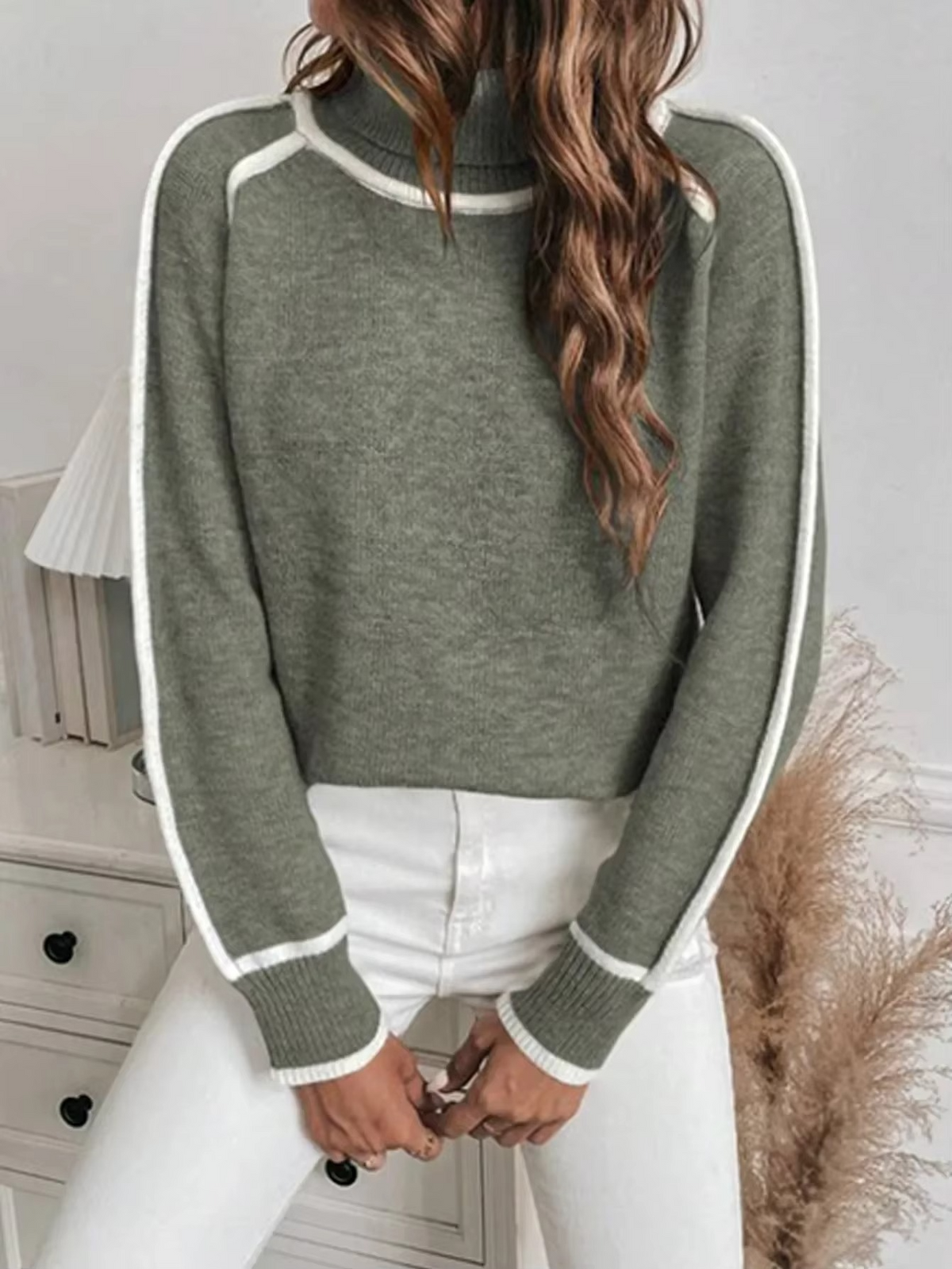 Women's Oversized Turtleneck Jumper | Ribbed Knit Sweater