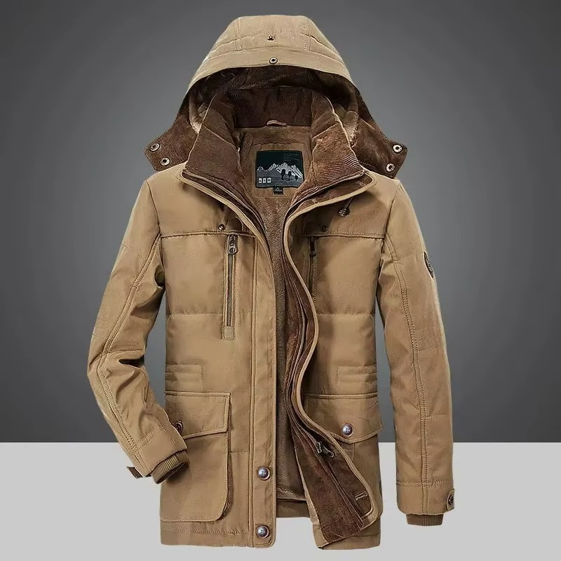 Men's Fleece-Lined Winter Parka | Hooded Multi-Pocket Coat