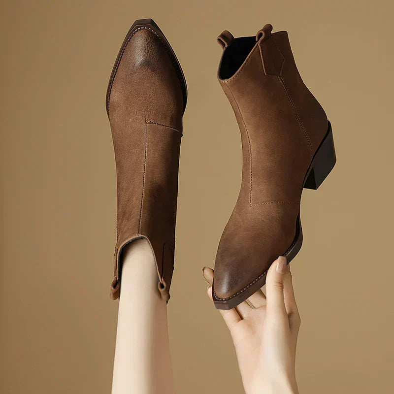 Alessia | Block Heel Pull Tab Detail Ankle Boots