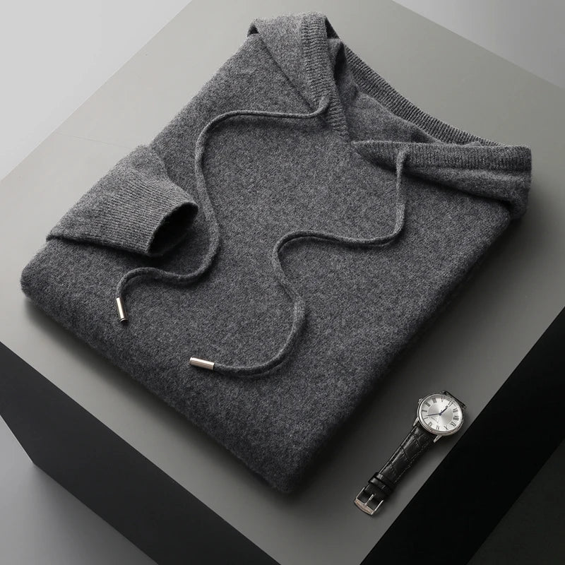 Men's Knitted Hoodie | Relaxed Drawstring Pullover