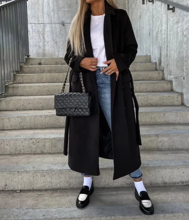 Isla | Long Lapel Button-Front Winter Coat