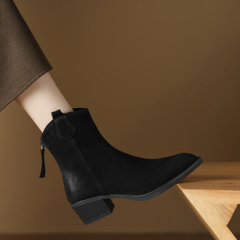 Alessia | Block Heel Pull Tab Detail Ankle Boots
