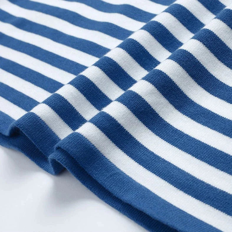 Women's Striped Long-Sleeve Top with Crew Neck