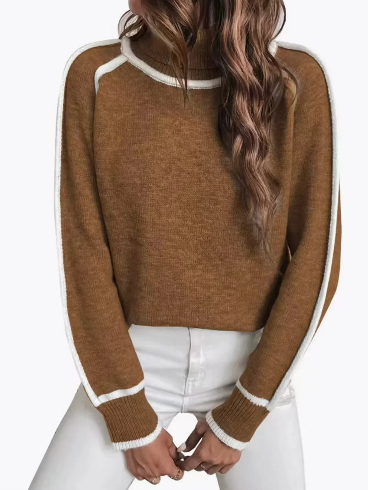 Women's Oversized Turtleneck Jumper | Ribbed Knit Sweater