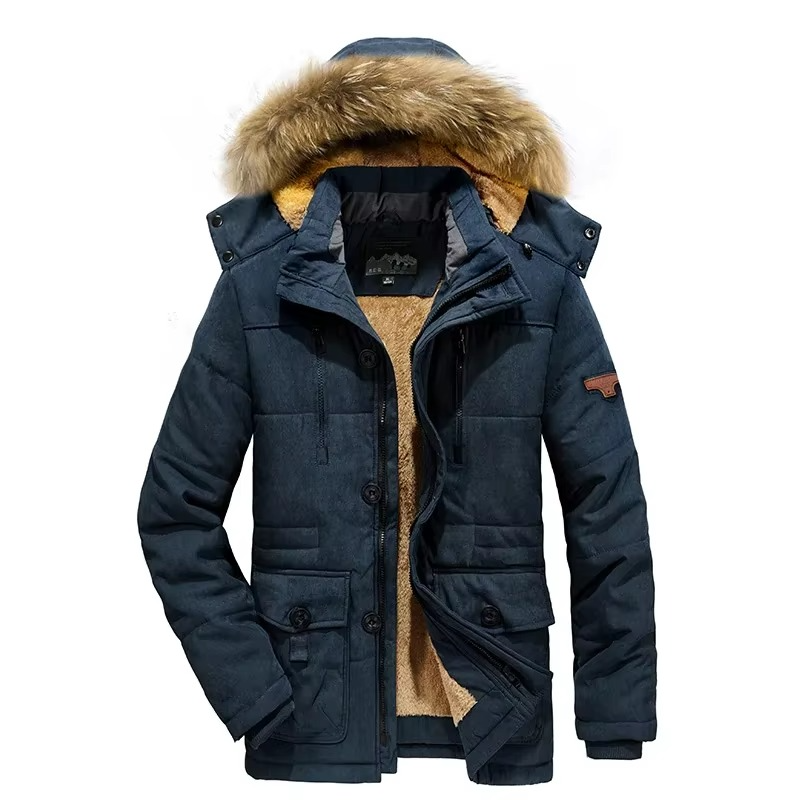 Men's Fleece-Lined Winter Parka | Hooded Multi-Pocket Coat