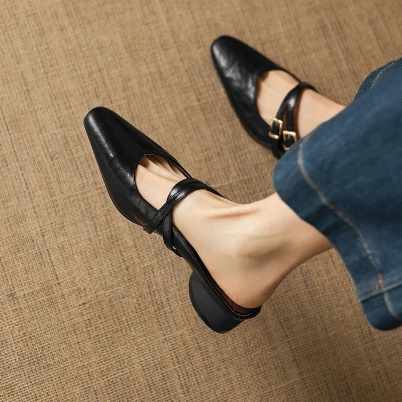 Valeria Genuine Leather Mules