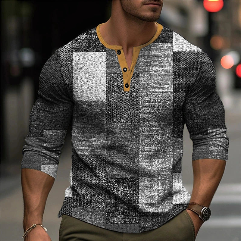 3D PRINTED LONG SLEEVE SHIRT FOR MEN