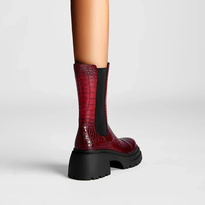Hesione | Platform Sole Elastic Side Panels Ankle Boots
