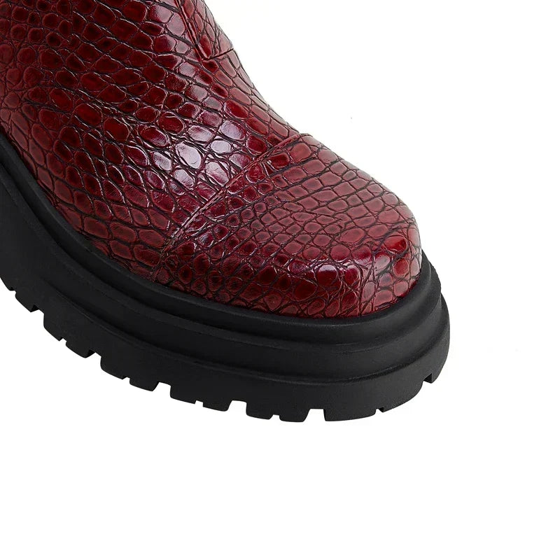 Hesione | Platform Sole Elastic Side Panels Ankle Boots