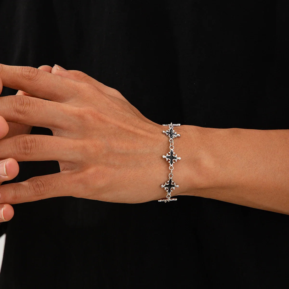 Obsidian Cross Bracelet