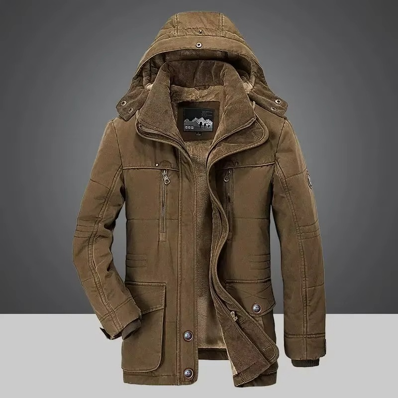 Men's Fleece-Lined Winter Parka | Hooded Multi-Pocket Coat