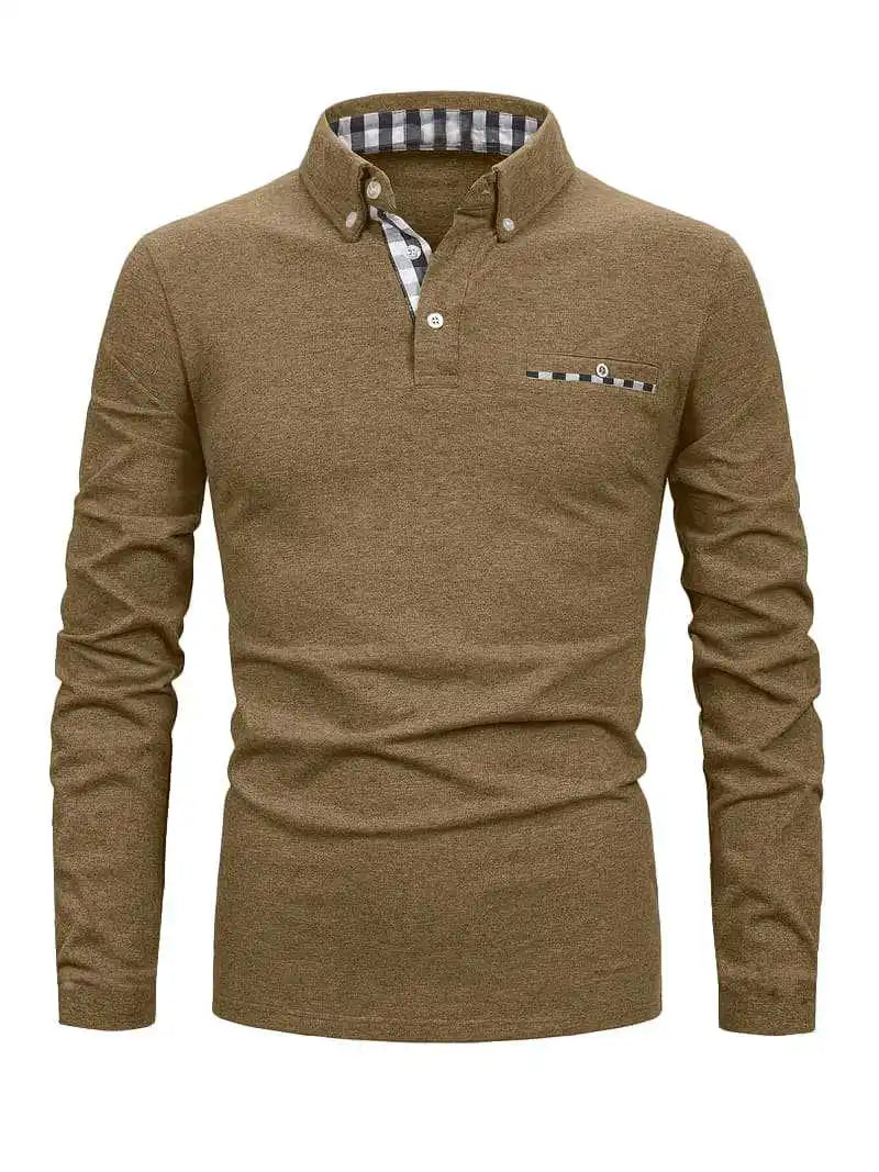 GEOMETRIC GRID POLO SHIRT FOR MEN