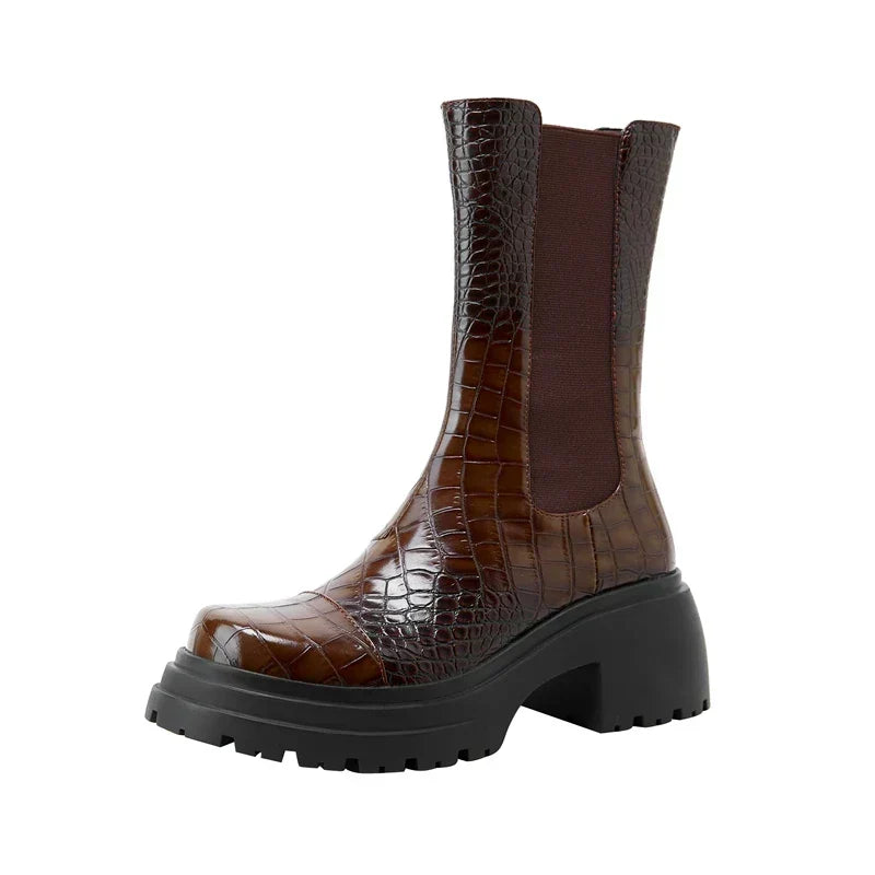 Hesione | Platform Sole Elastic Side Panels Ankle Boots