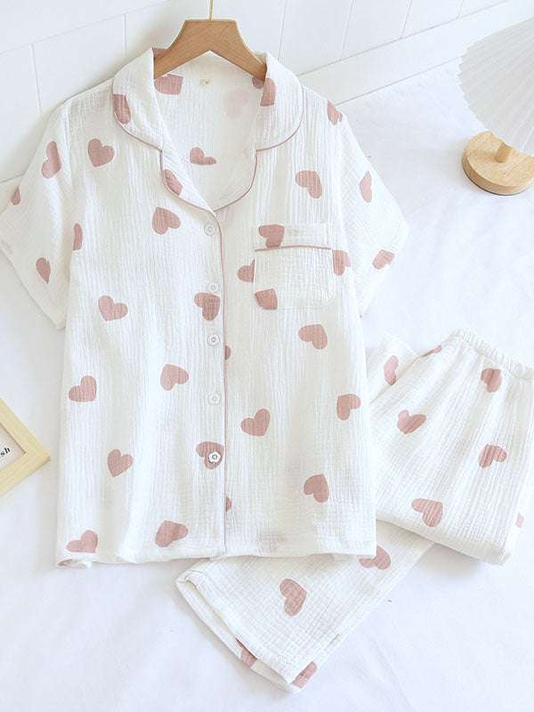 Women's Short Sleeve Button Up Pyjama Set