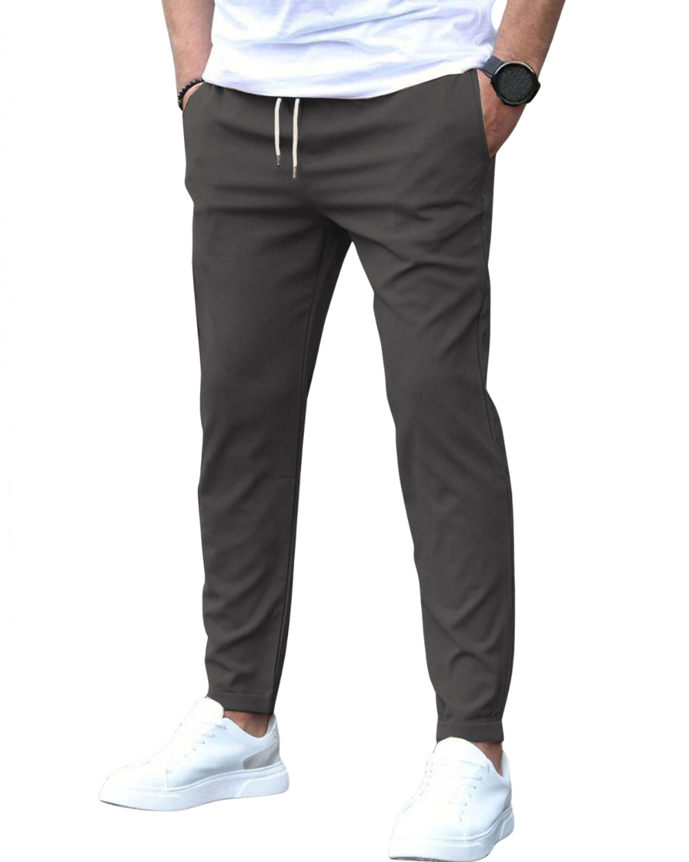 Men's Drawstring Stretch Tapered Pants