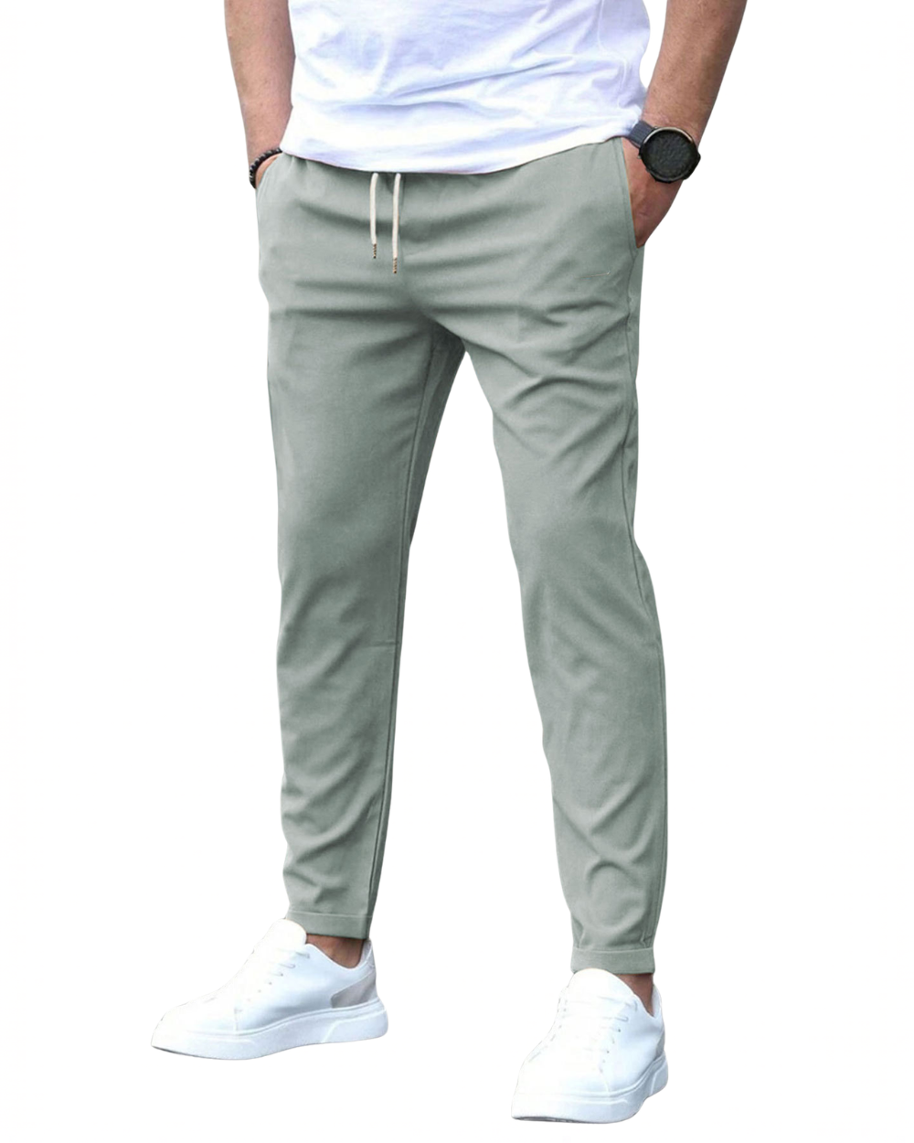 Men's Drawstring Stretch Tapered Pants