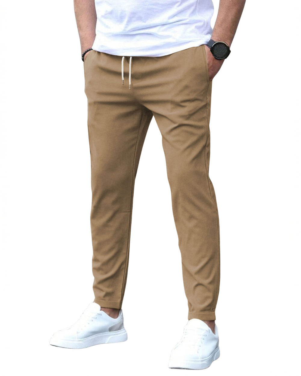 Men's Drawstring Stretch Tapered Pants