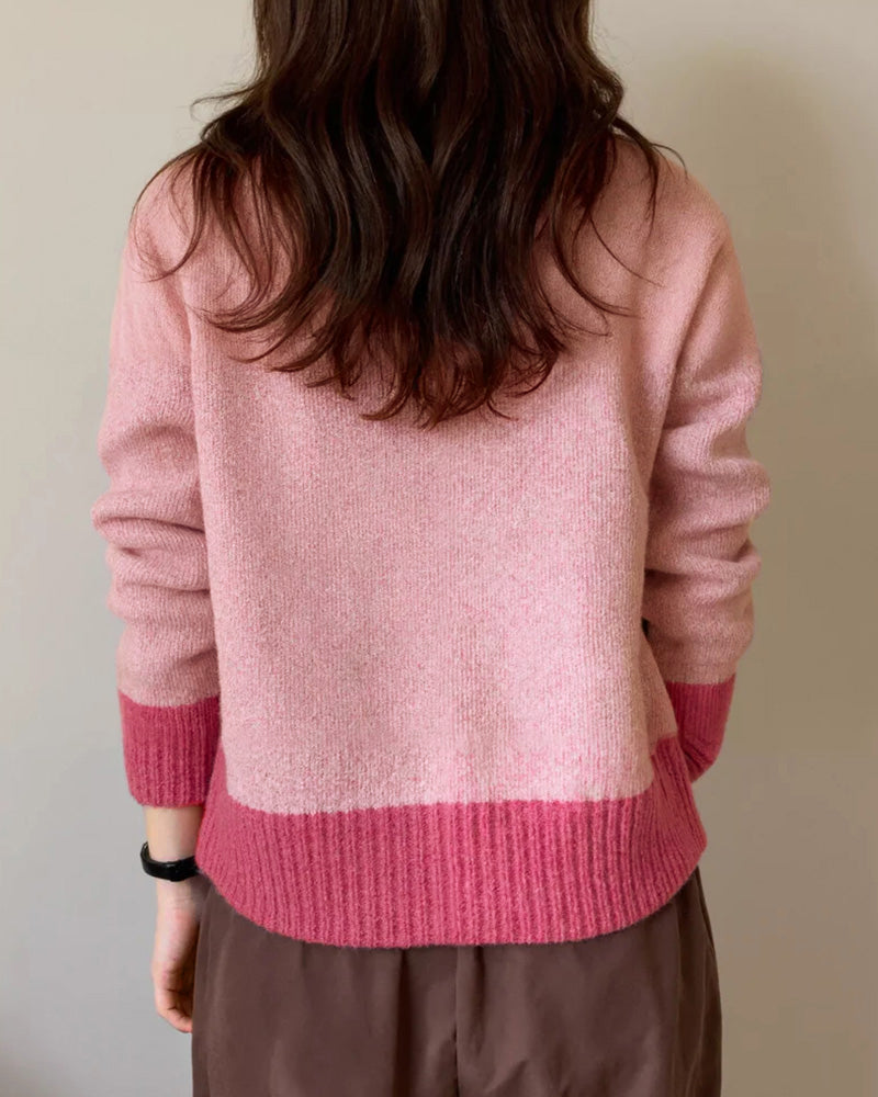 Women's Soft Knitted Button Front Cardigan with Ribbed Trim – Relaxed Round Neck Long Sleeve Cardigan for Autumn and Winter Layering