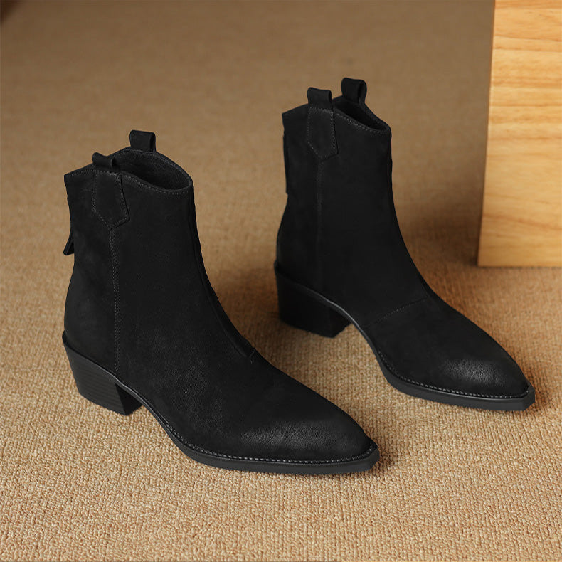 Alessia | Block Heel Pull Tab Detail Ankle Boots