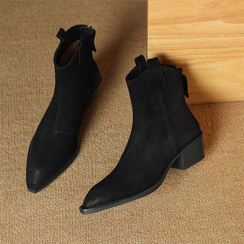 Alessia | Block Heel Pull Tab Detail Ankle Boots