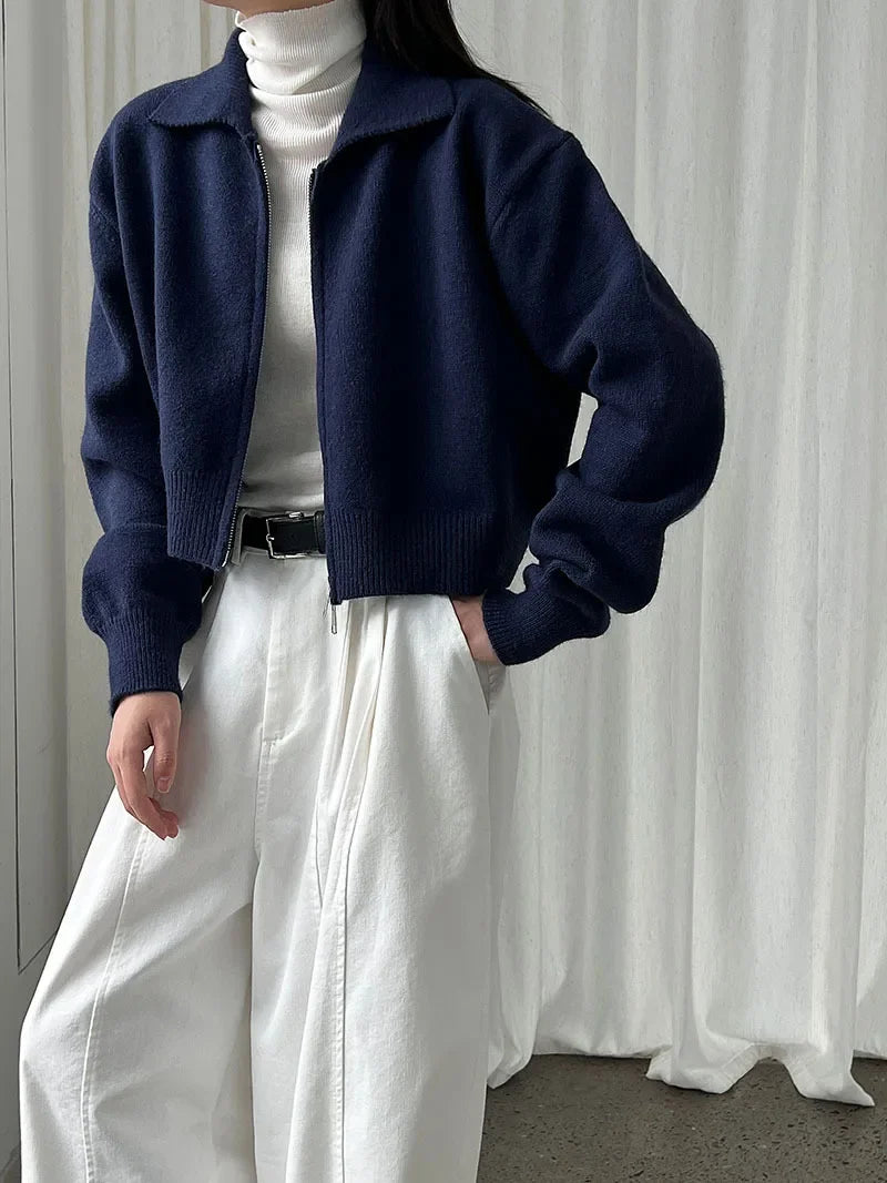 Sorella Double-Zip Knit Cardigan