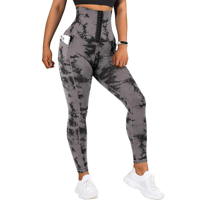 Women's High-Waist Tie-Dye Pocket Gym Leggings