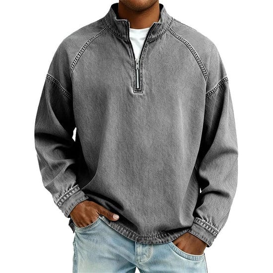 WASHED COTTON QUARTER ZIP FOR MEN