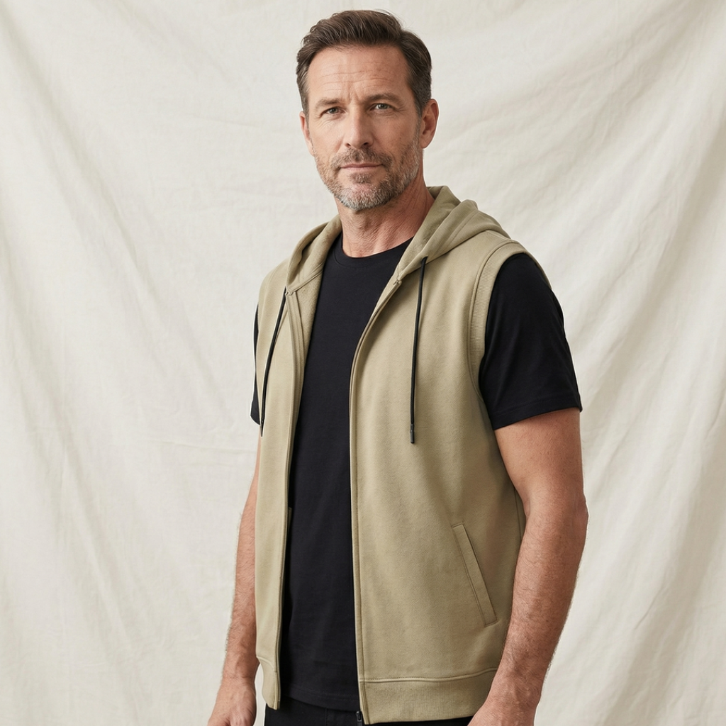 Men's Sleeveless Zip Up Hoodie | Gym Training Vest