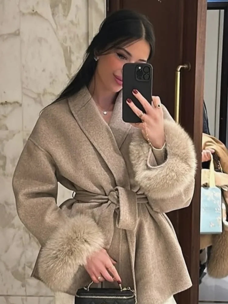 Elysia Faux Fur Cuff Coat