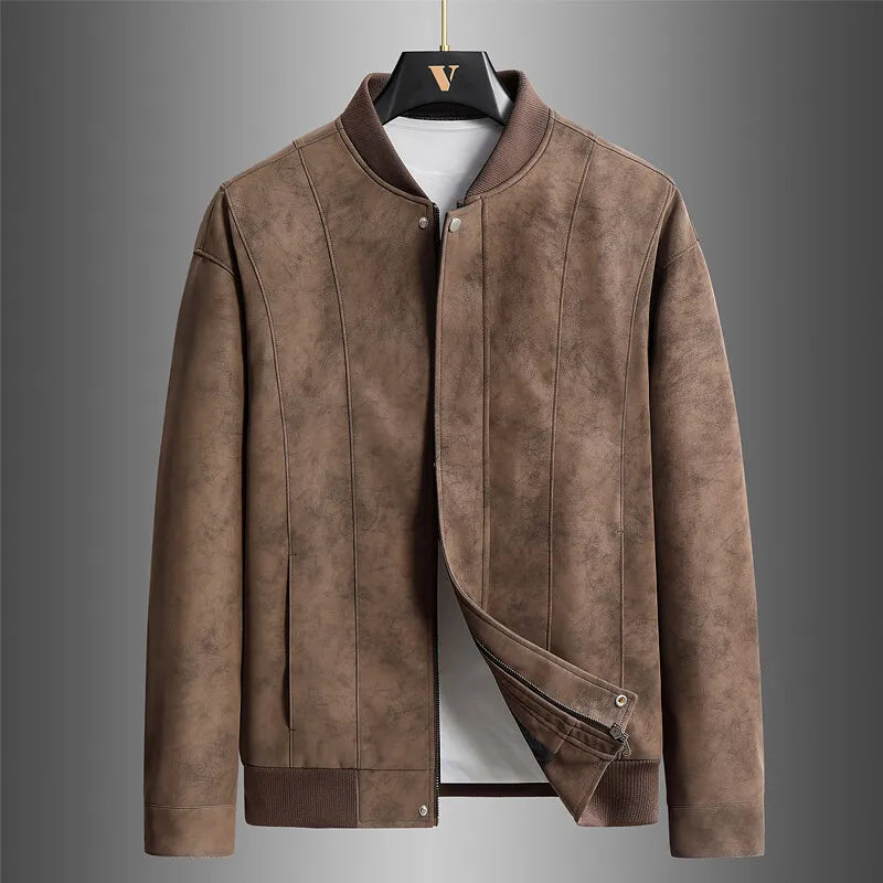 Spencer Men's Suede Leather Zip Bomber Jacket