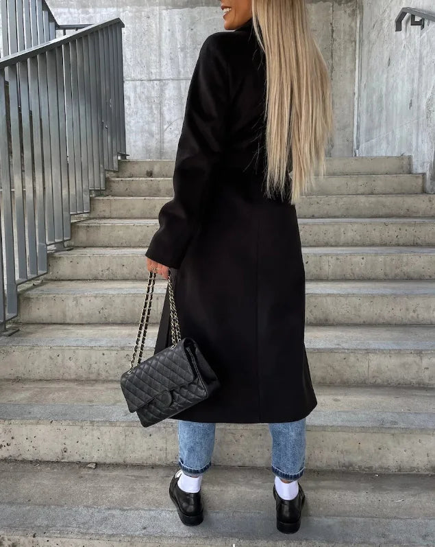 Isla | Long Lapel Button-Front Winter Coat
